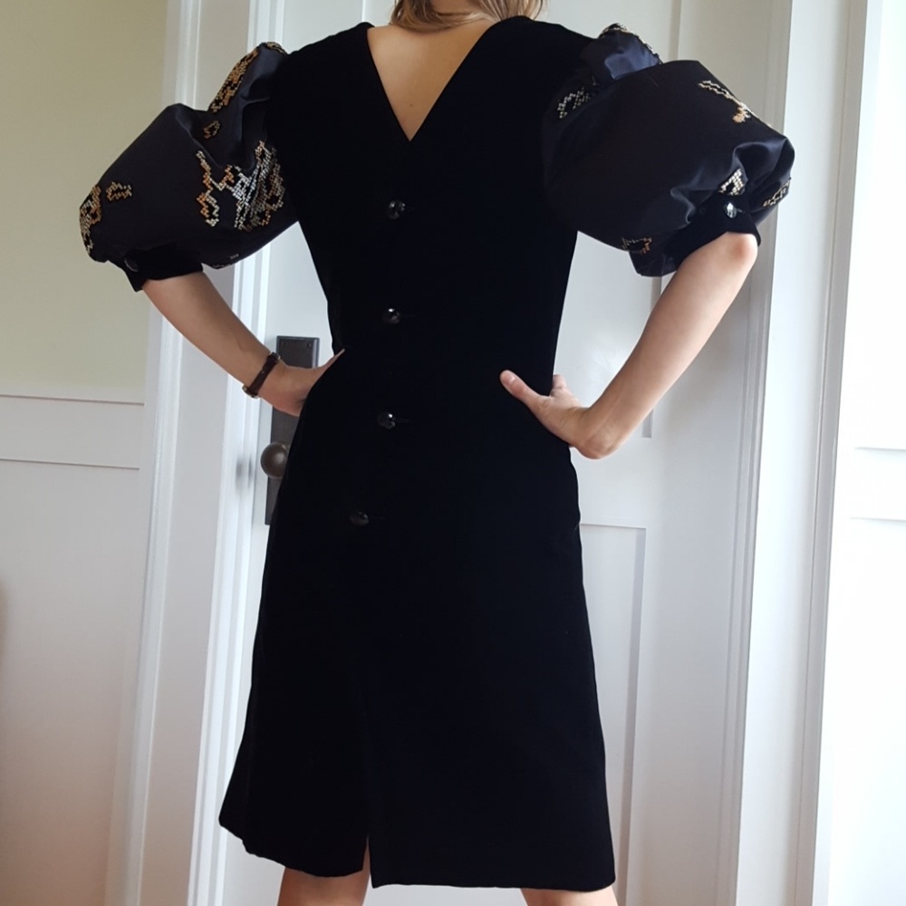 Givenchy Haute Couture velour puff-sleeved dress